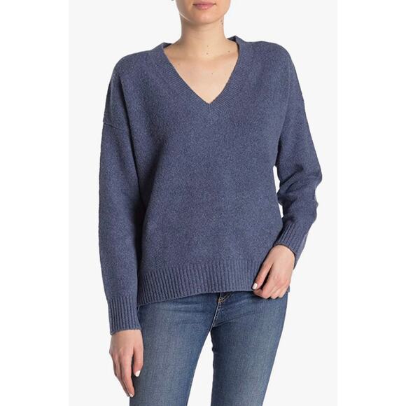 Vince V-Neck Soft-Knit Pullover Sweater in Stormy Blue Size XXS - Picture 1 of 7
